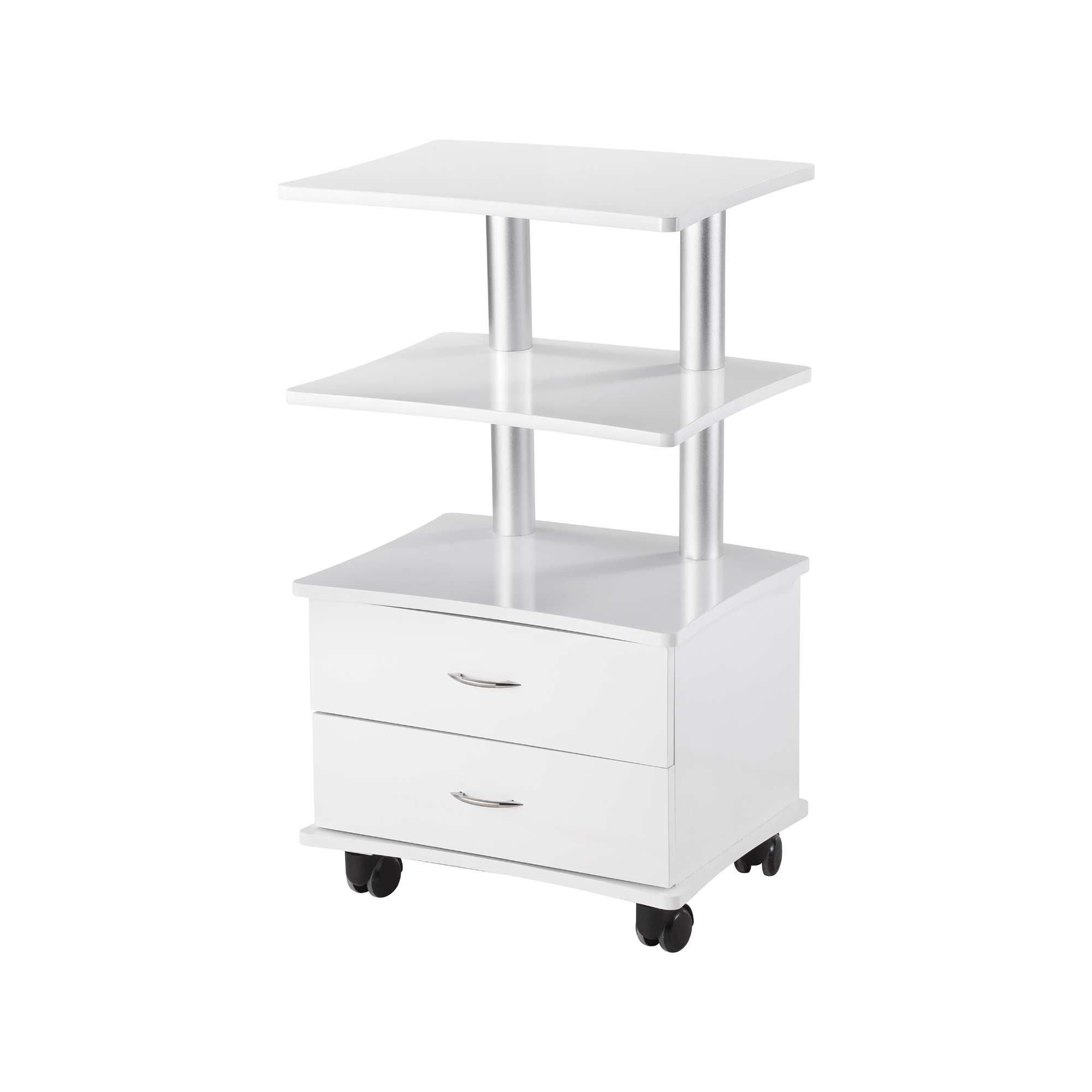 Wood Cart with 2 Shelves and 2 Drawers